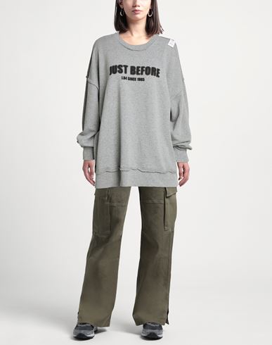 Woman Sweatshirt Light grey Size M Cotton