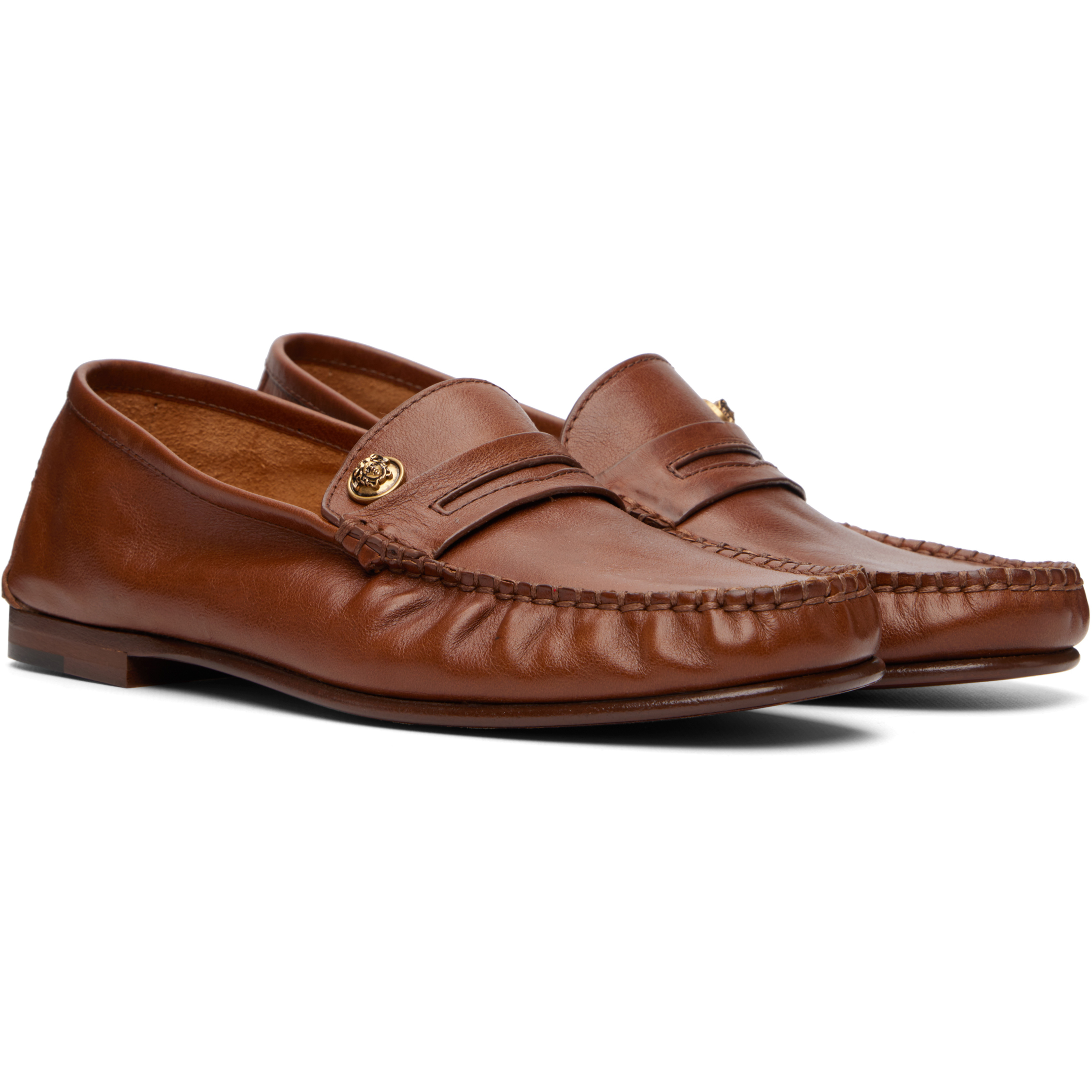 Tan Guanto Leather Loafers