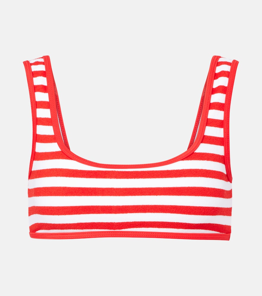 Rounded Edges striped bikini top