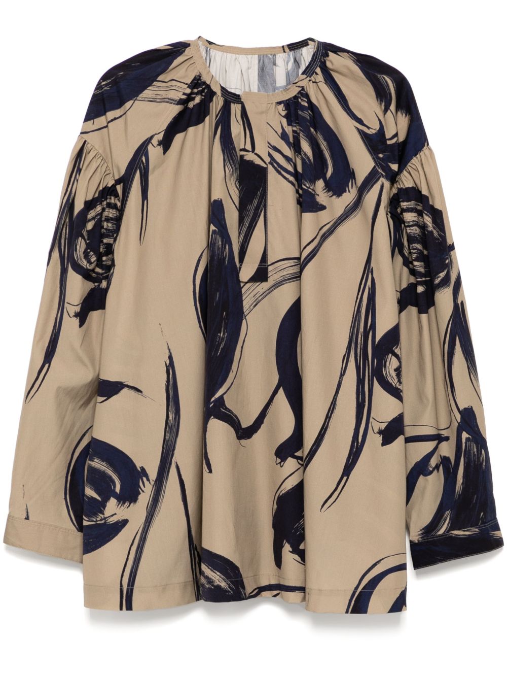 Pleated oversize shirt - Brown