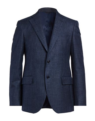 Man Blazer Midnight blue Size 42 Linen, Virgin Wool