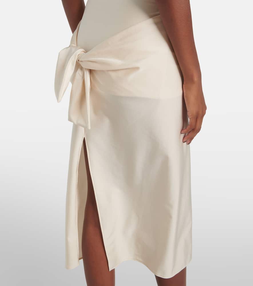 Gala tie-front jersey midi dress