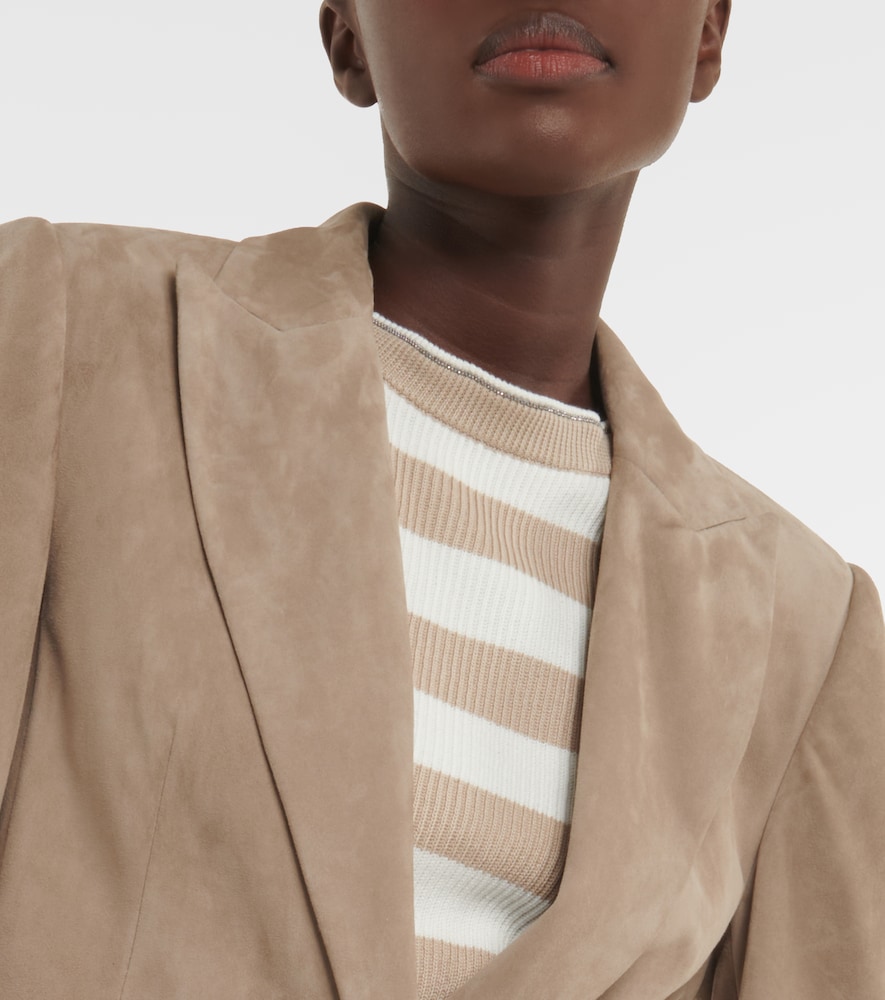 Embellished suede blazer