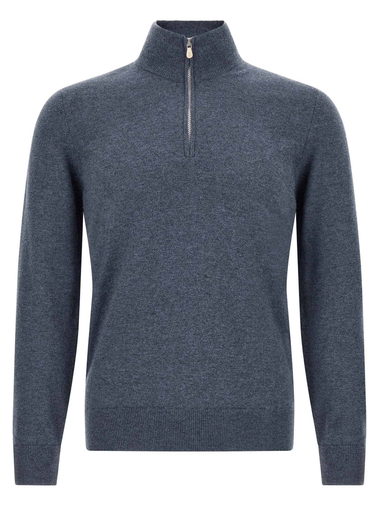 Cashmere Half-Zip Sweater — Blue