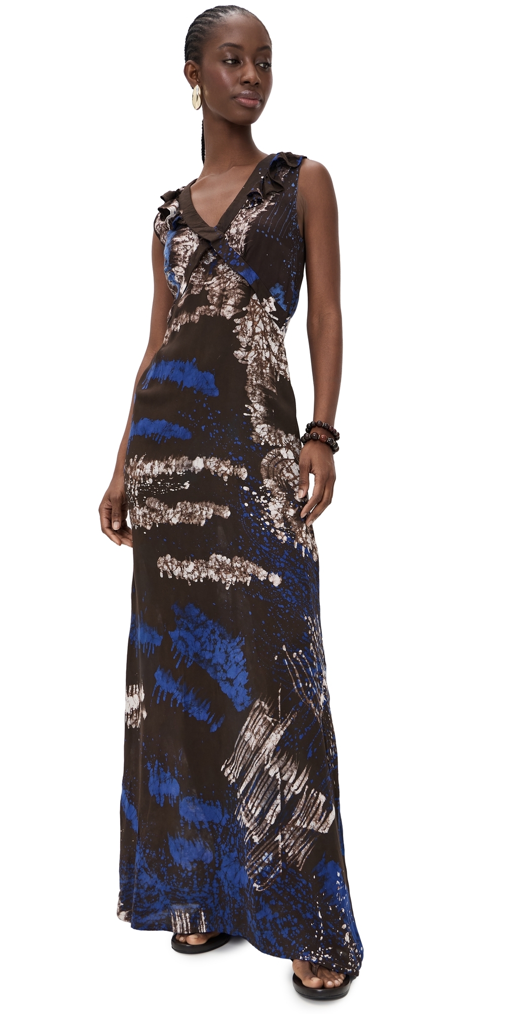 Kemi Dress Blue/Brown/Peach
