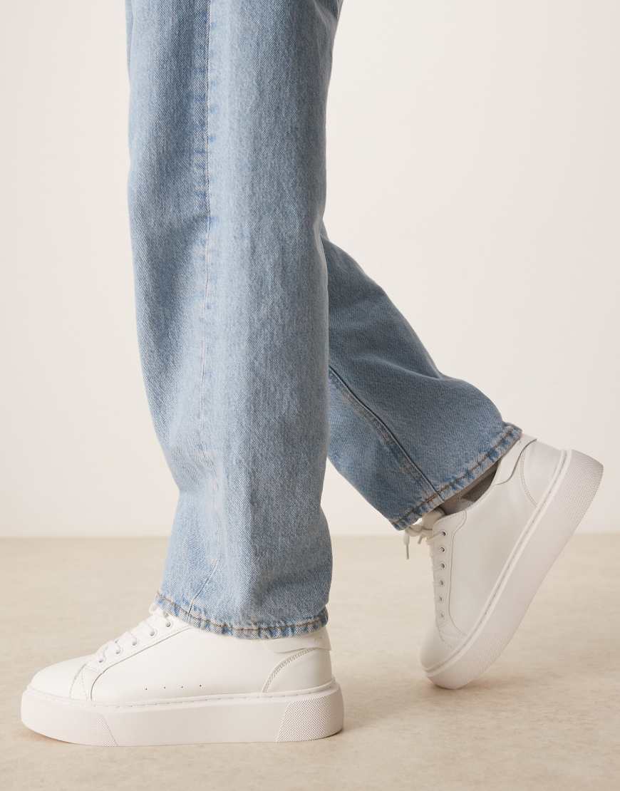 ASOS DESIGN lace up trainers in white