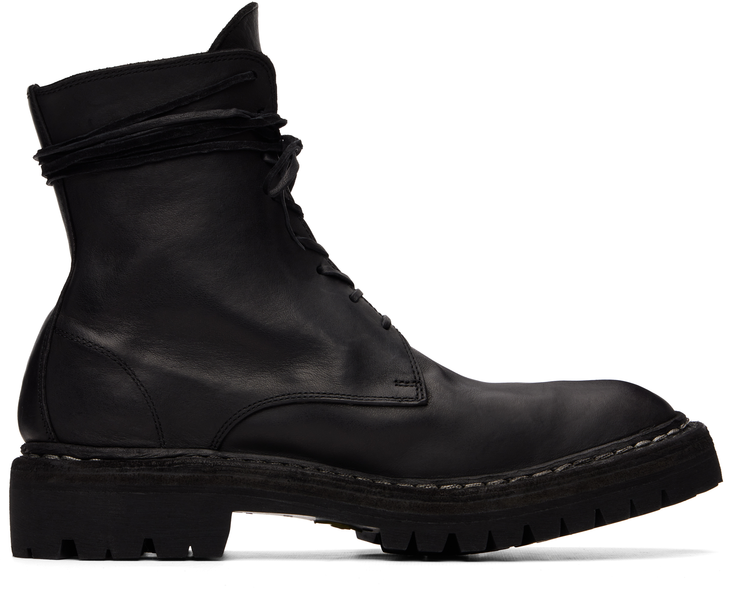 Black 795 Leather Laced Up Top-Ankle Boots