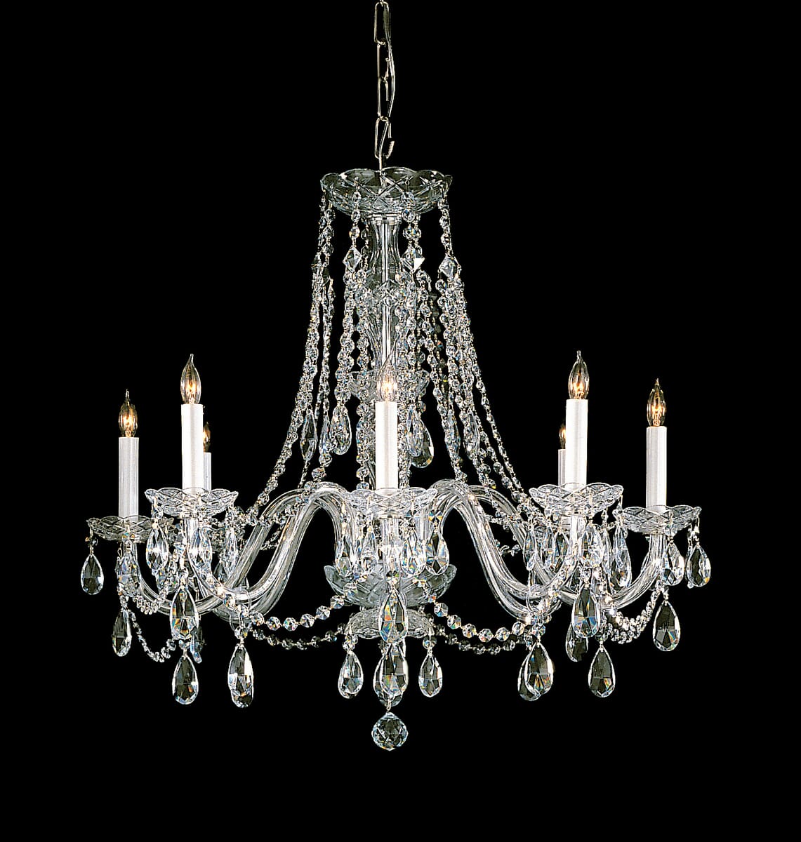 Traditional Crystal 8-Light 26" Traditional Chandelier in Polished Brass with Clear Hand Cut Crysta