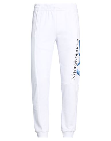 Man Pants White Size L Cotton, Polyester