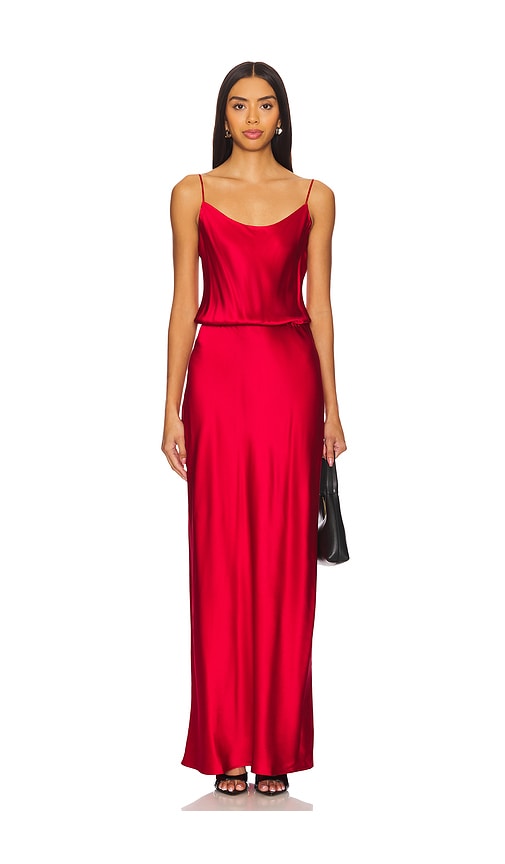 EAVES Yarden Silk Maxi Dress in Red.  XS. Also in