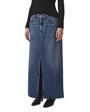 Leif mid-rise denim maxi skirt - Blue