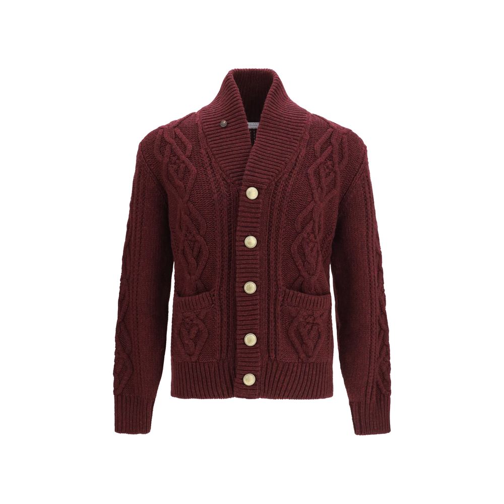 Cable-Knit Cashmere Cardigan — Bordeaux