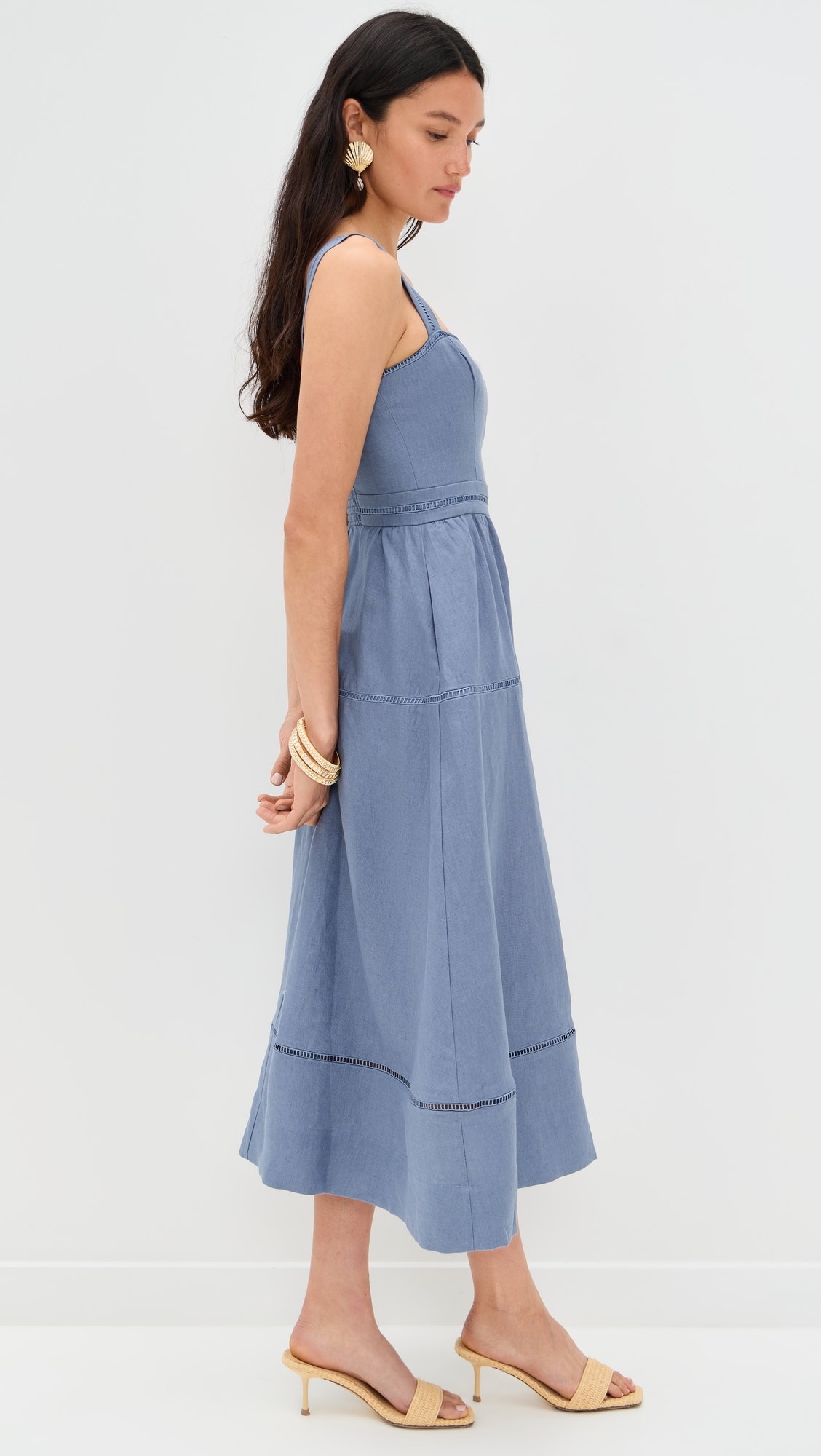 Reformation Everett Linen Dress Cornflower