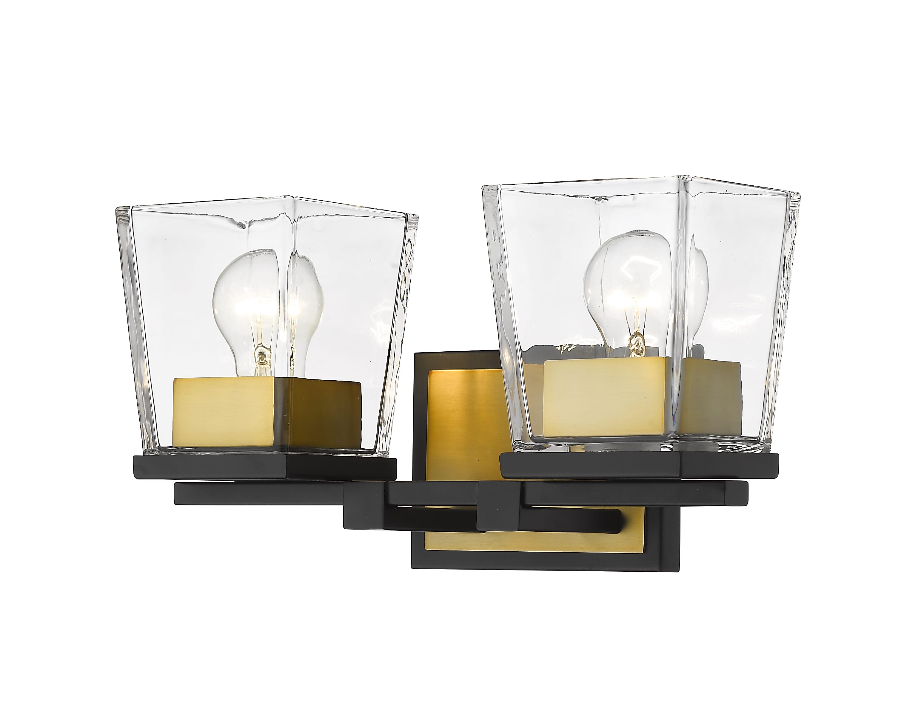 Bleeker Street 2-Light Bathroom Vanity Light In Matte Black With Olde Bra