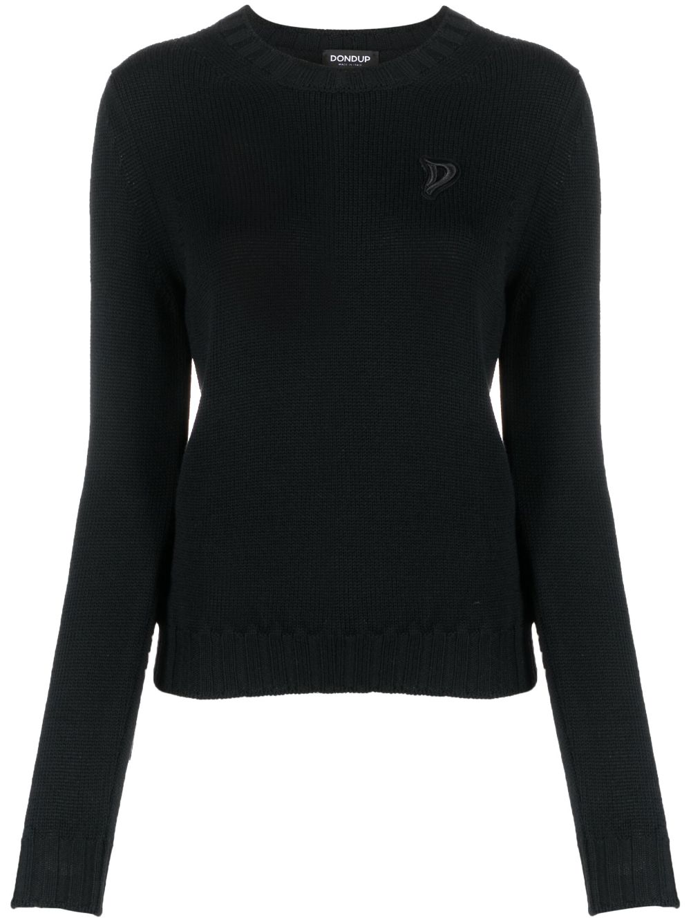 Logo-patch round-neck jumper - Black