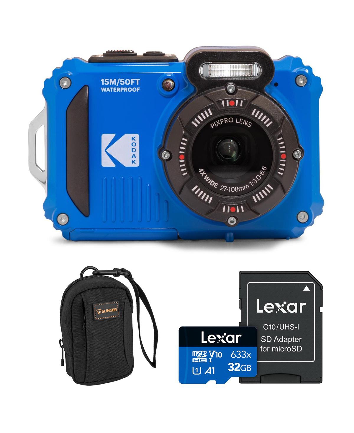 Pixpro WPZ2 16MP Full Hd Waterproof Rugged Digital Camera, Blue, Bundle with 32GB Memory Card and Camera Bag - Blue