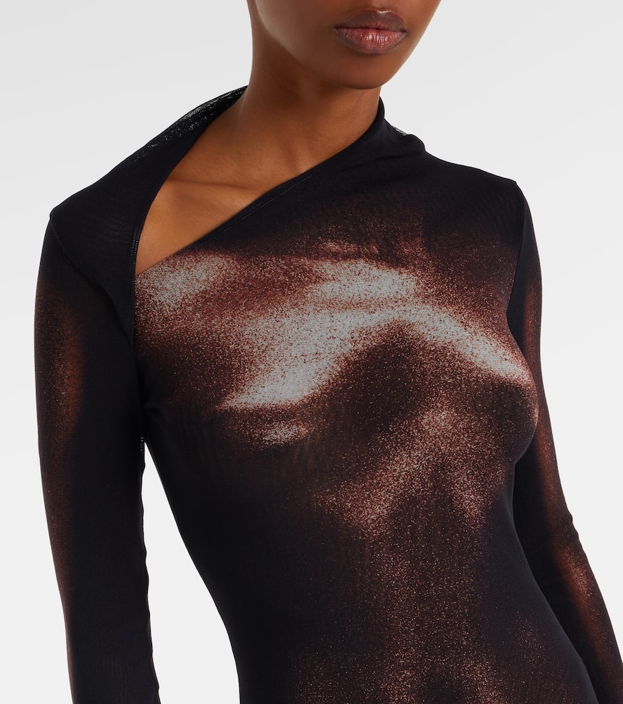 Trompe l'oeil mesh maxi dress