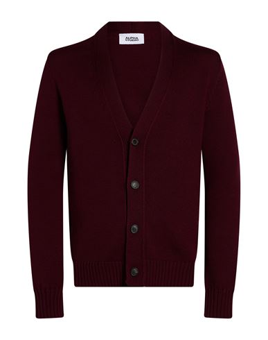 Man Cardigan Burgundy Size 36 Merino Wool