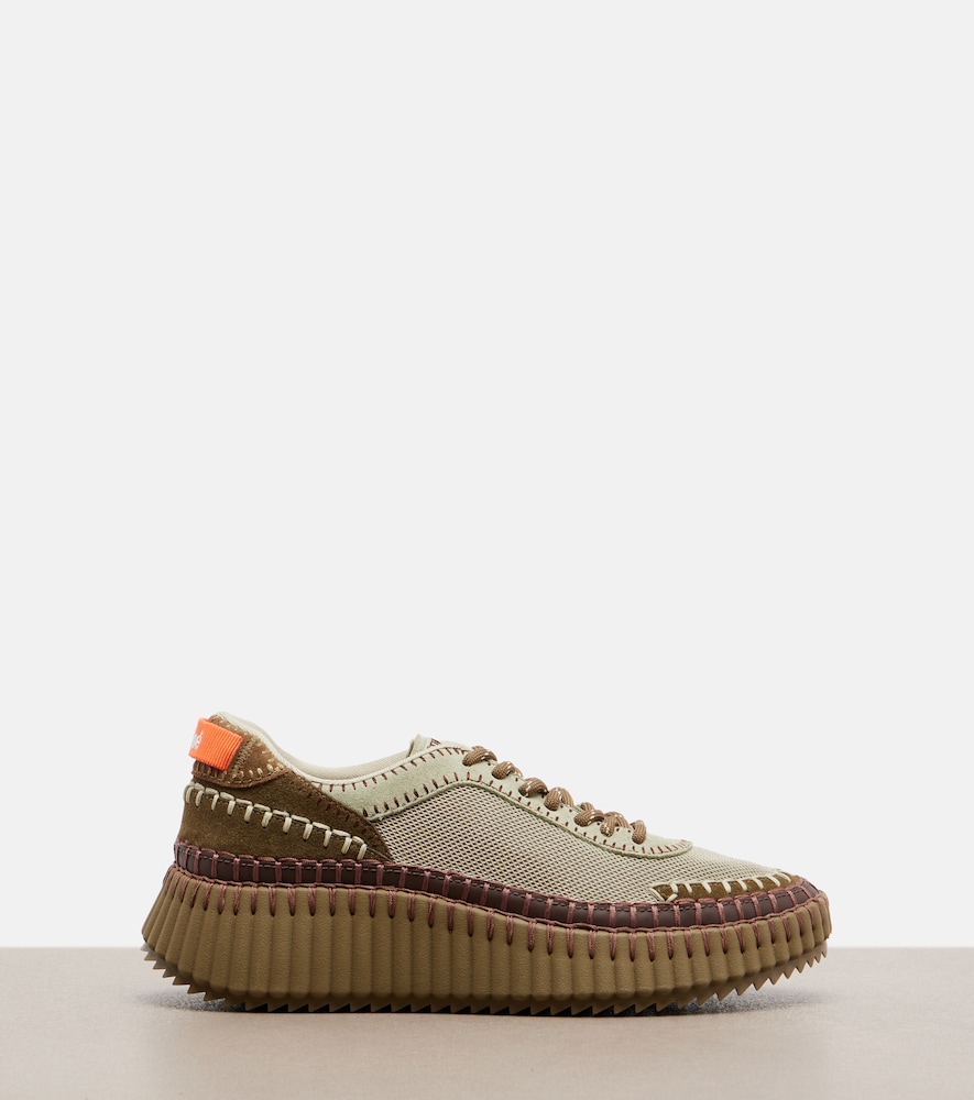 Chloé Nama leather-trimmed platform sneakers