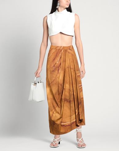 Woman Midi skirt Camel Size 8 Cotton, Elastane