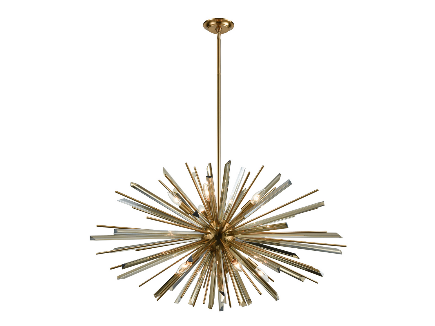 Palisades Ave. 10-Light Chandelier in Antique Brass With Champagne Gla