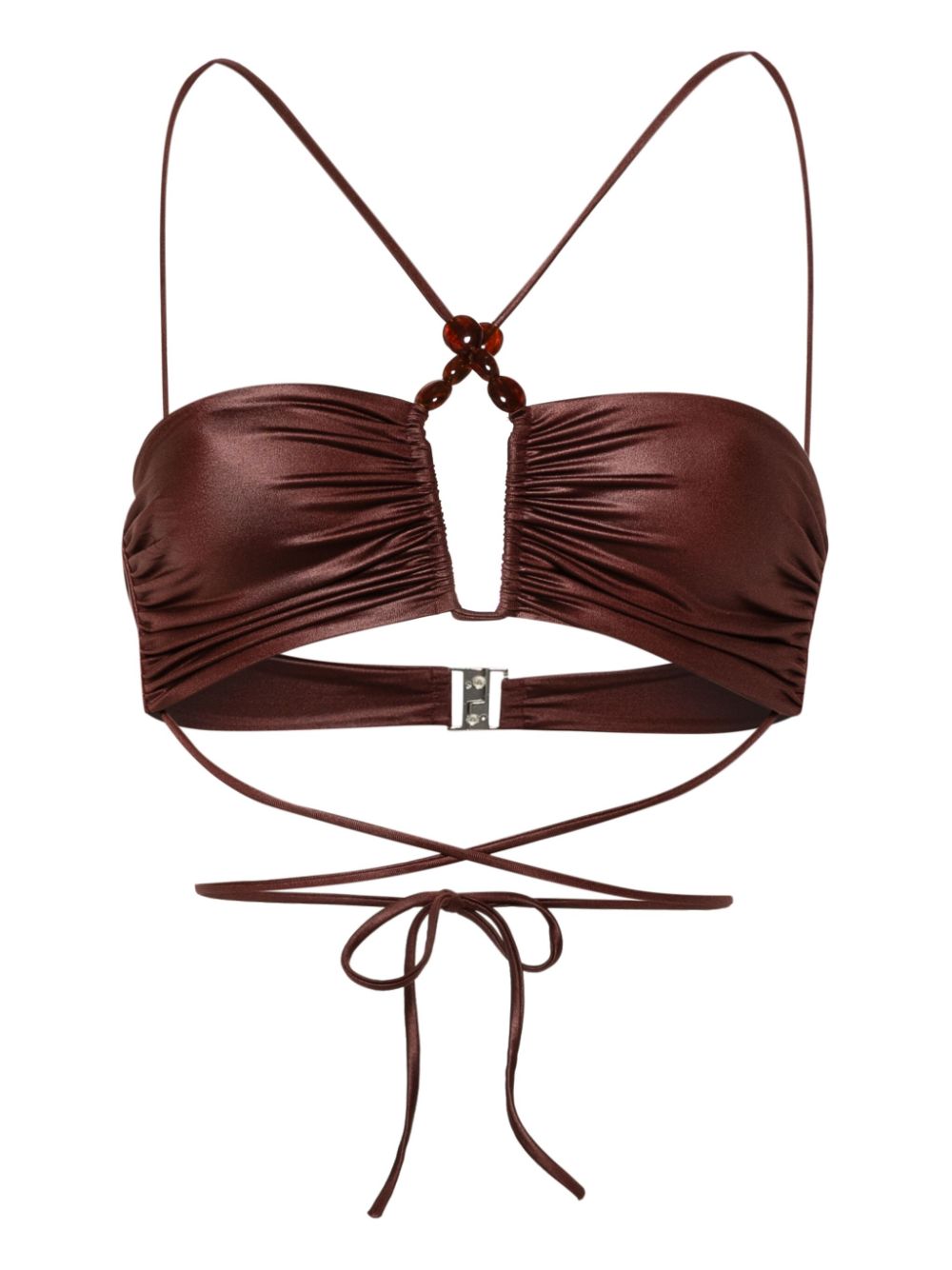 Halterneck bikini top - Brown