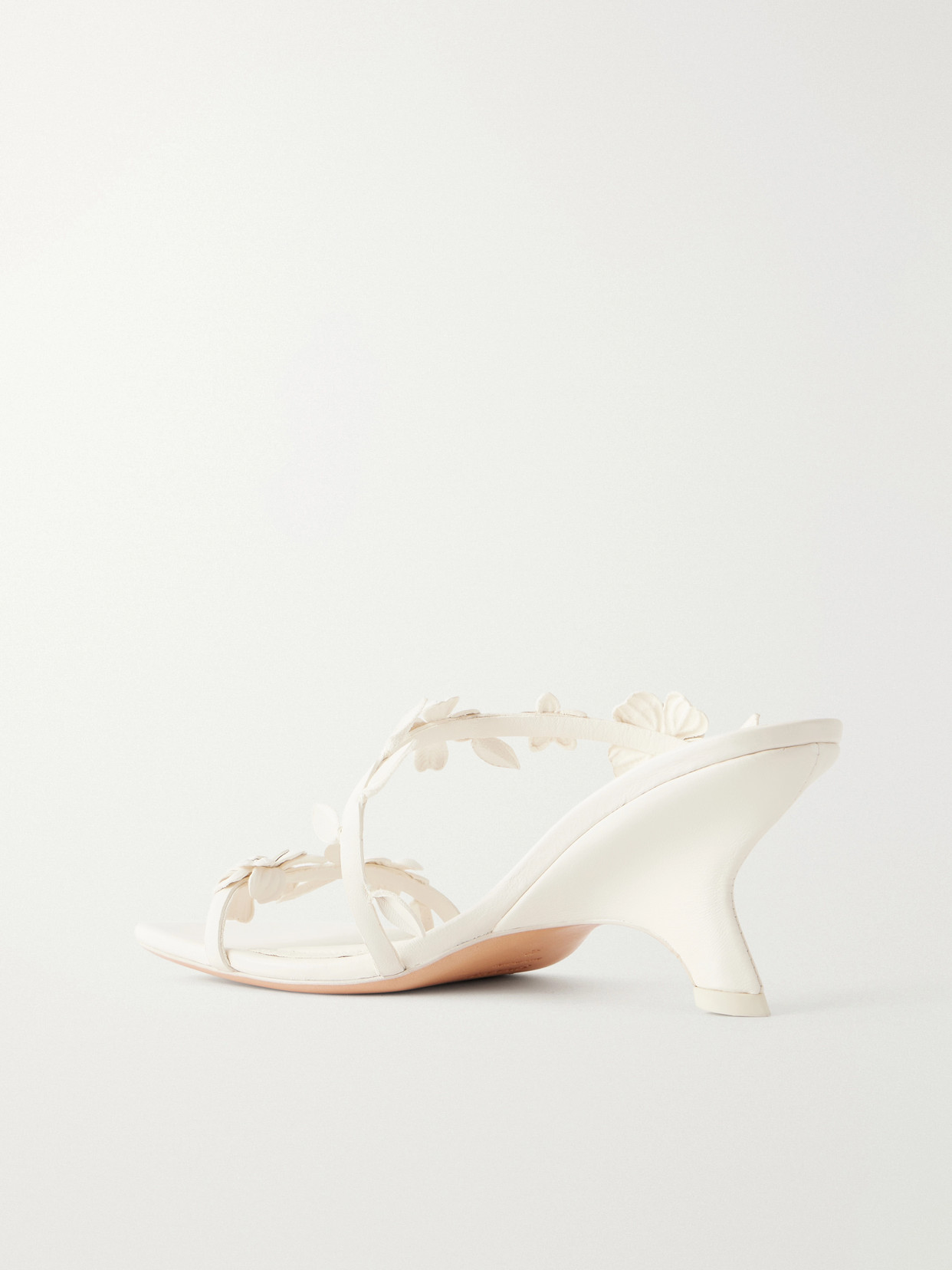 Willow Floral-appliquéd Leather Sandals - Neutrals