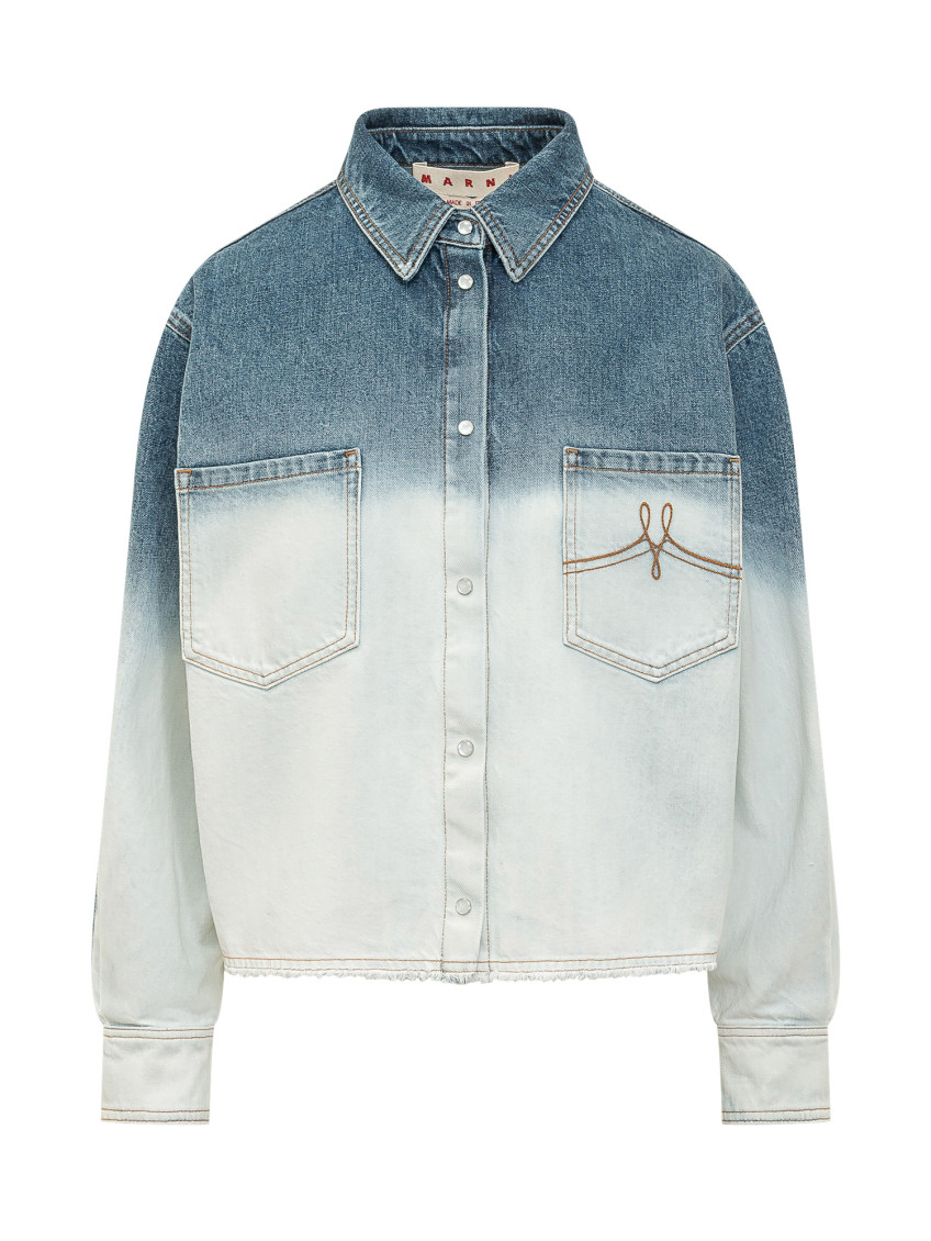 Marni - shirt logo embroidery chest pockets contrast stitching