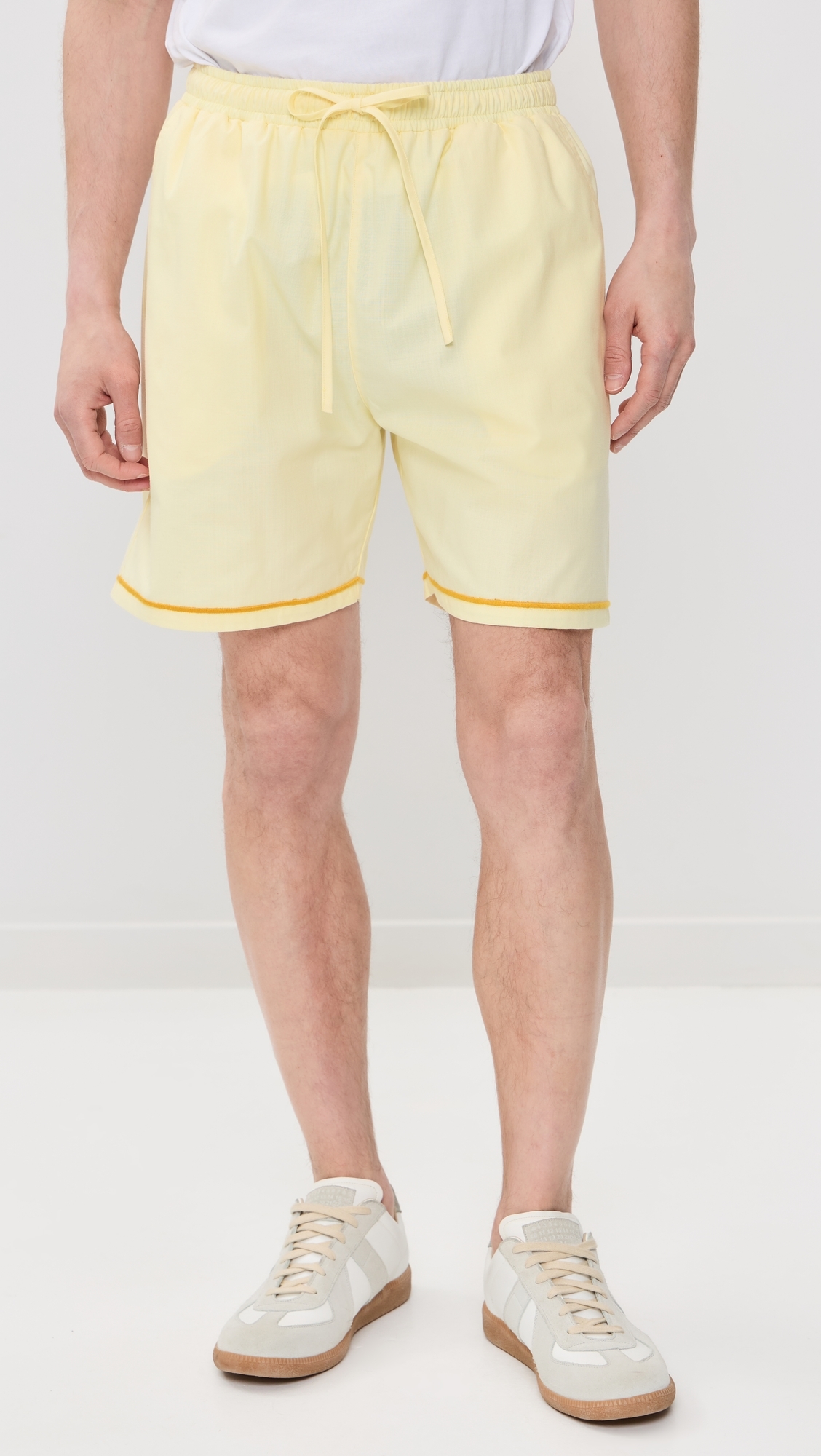Talha Embroidered Linen Shorts 6 Light Yellow