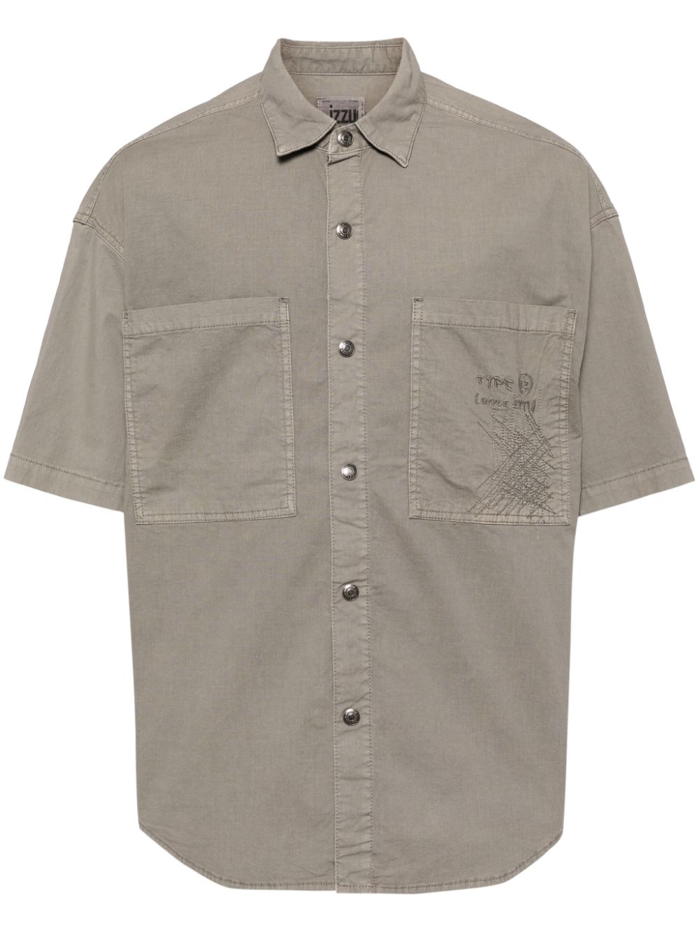 Logo-embroidered short-sleeved shirt - Grey