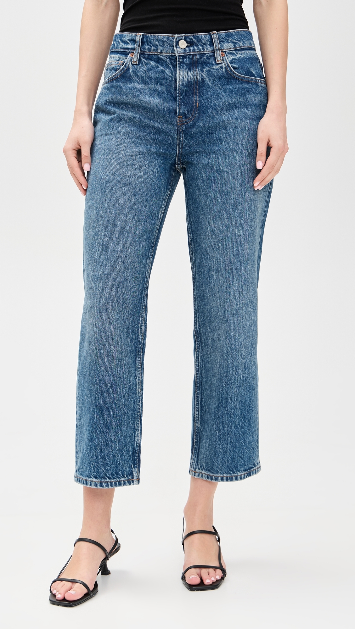 Reformation Arleth Mid Rise Straight Leg Cropped Jeans Pelican