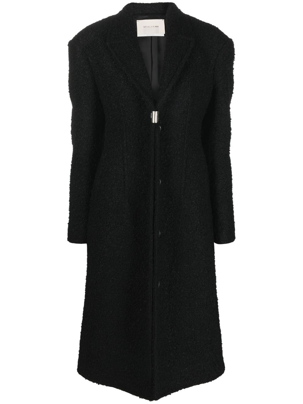 Bouclé-effect hardware-detail coat - Black