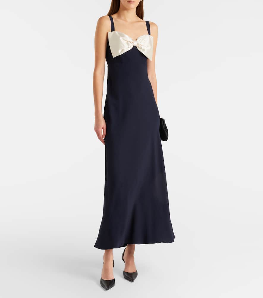 Bow-detail satin midi dress