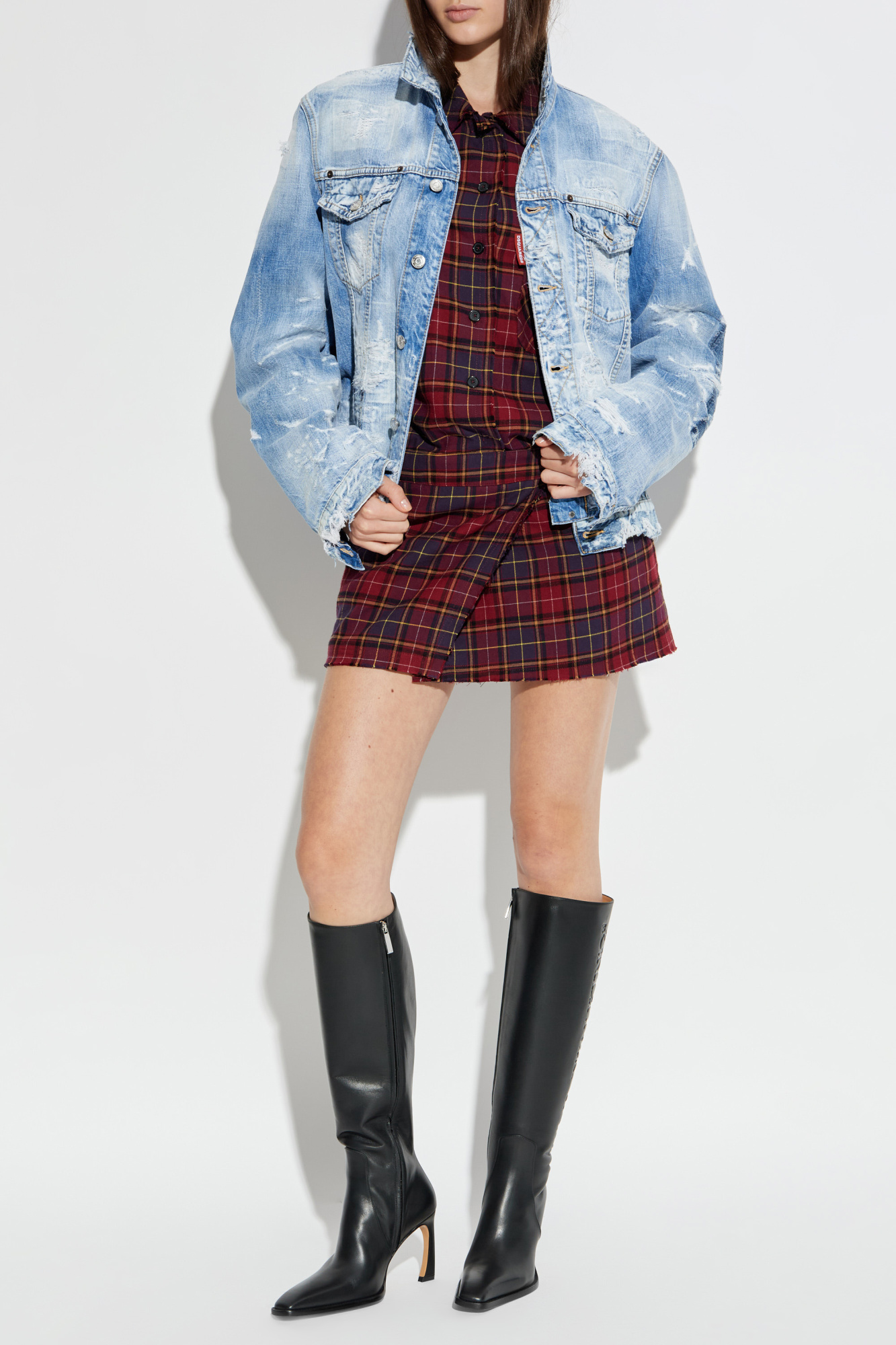 Denim Jacket With `vintage` Effect, Women's, Light Blue