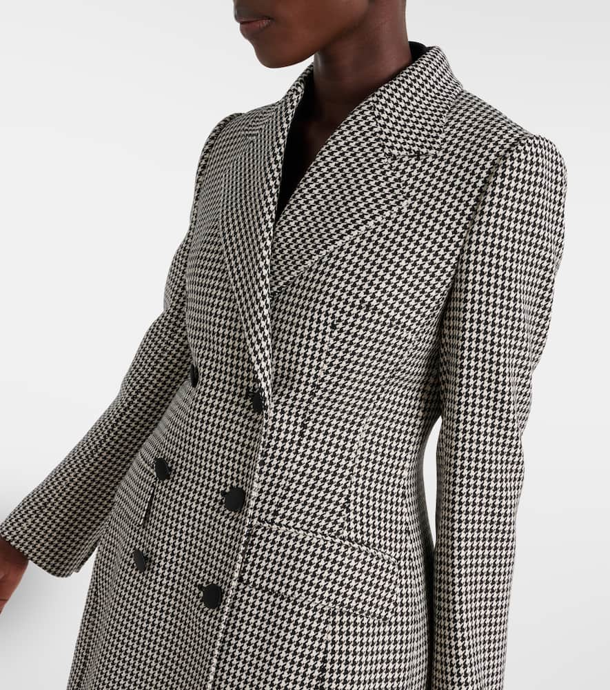 Houndstooth wool-blend blazer