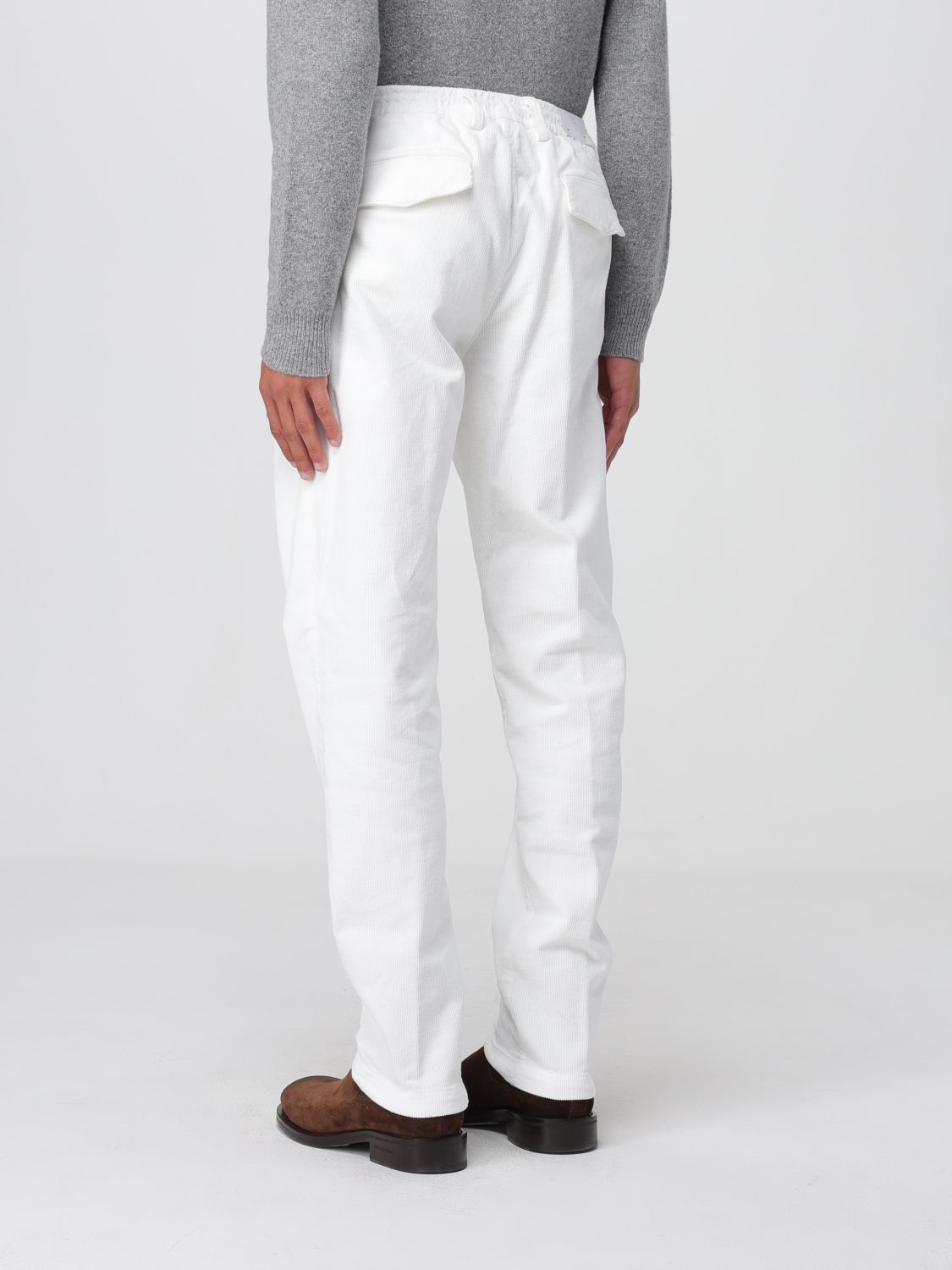 Pleated drawstring trousers - White