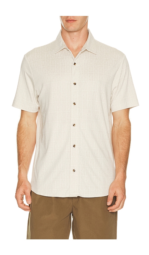 TravisMathew Cabana Jacquard Shirt in Beige. M. Also in S, L, XL/1X