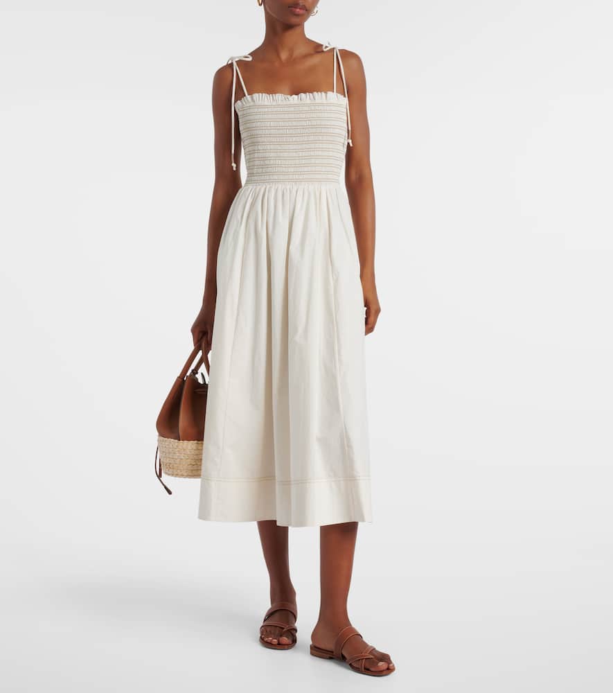 Kaela smocked cotton midi dress