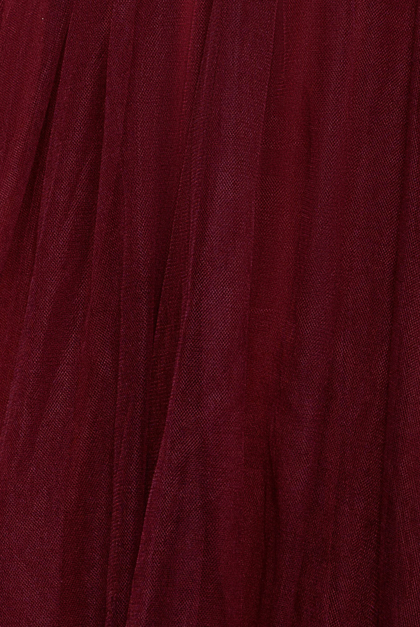 Goddiva Embroidered Mesh Maxi Dress - Burgundy