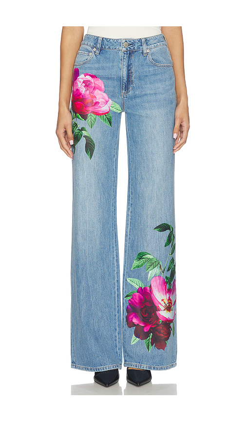 Alice + Olivia Chic Full Length Jean in Denver Bright Blue & Bloom. 24 also , 26, 27, 28