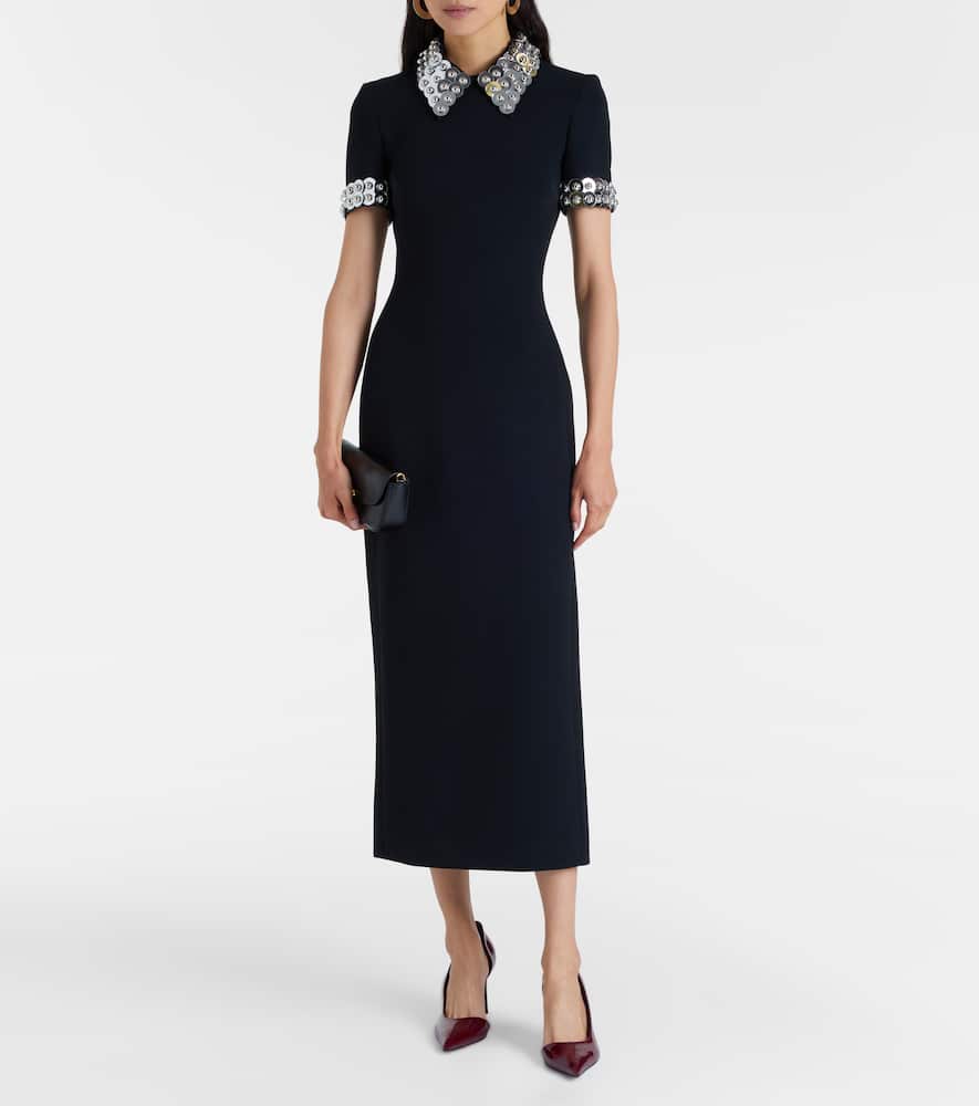Embellished cady midi dress