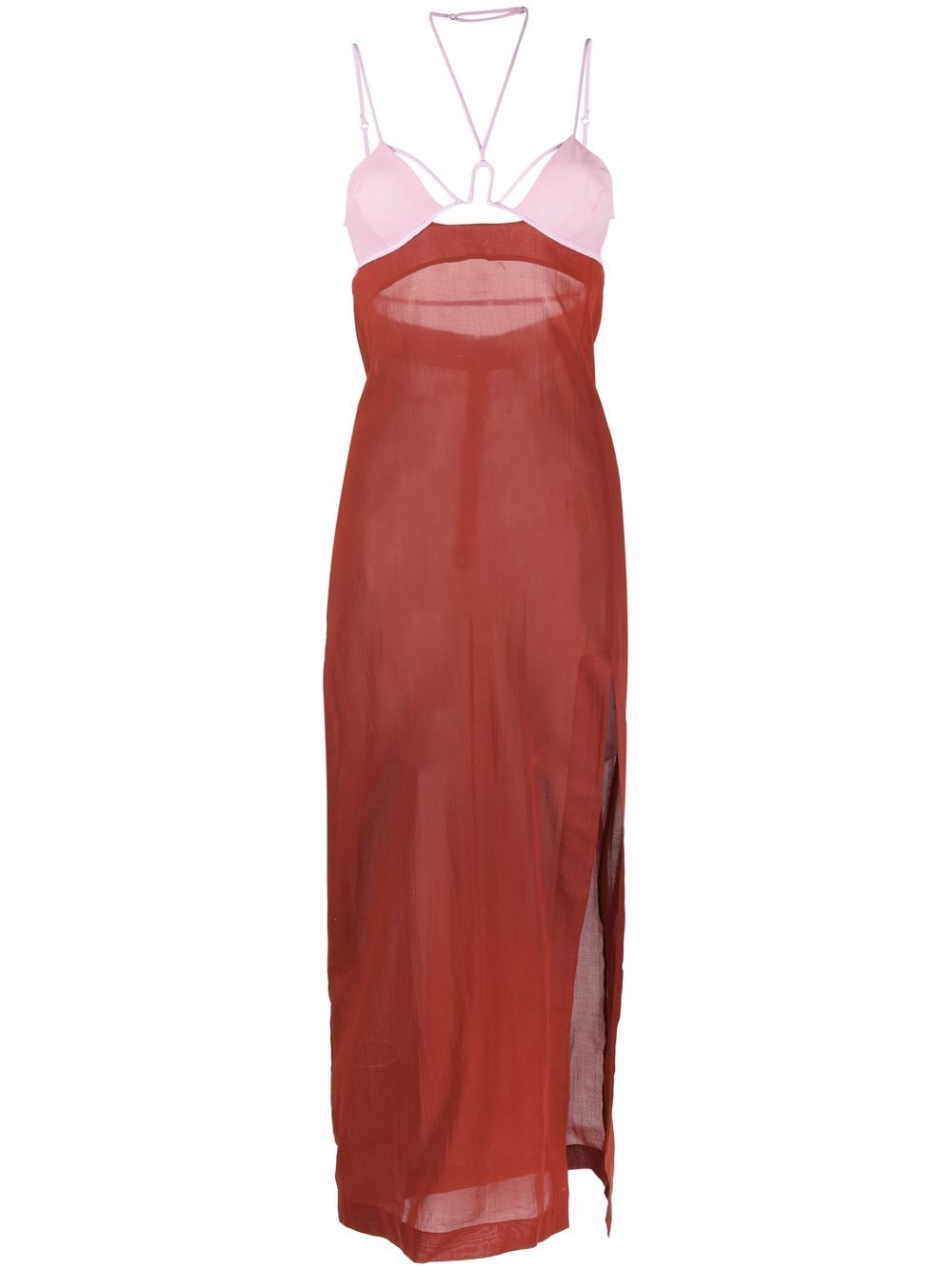 Cut-out semi-sheer midi dress - Black