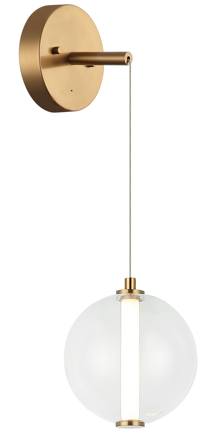 Aged Gold Brass LED Wall Sconce from the Belange Collection
