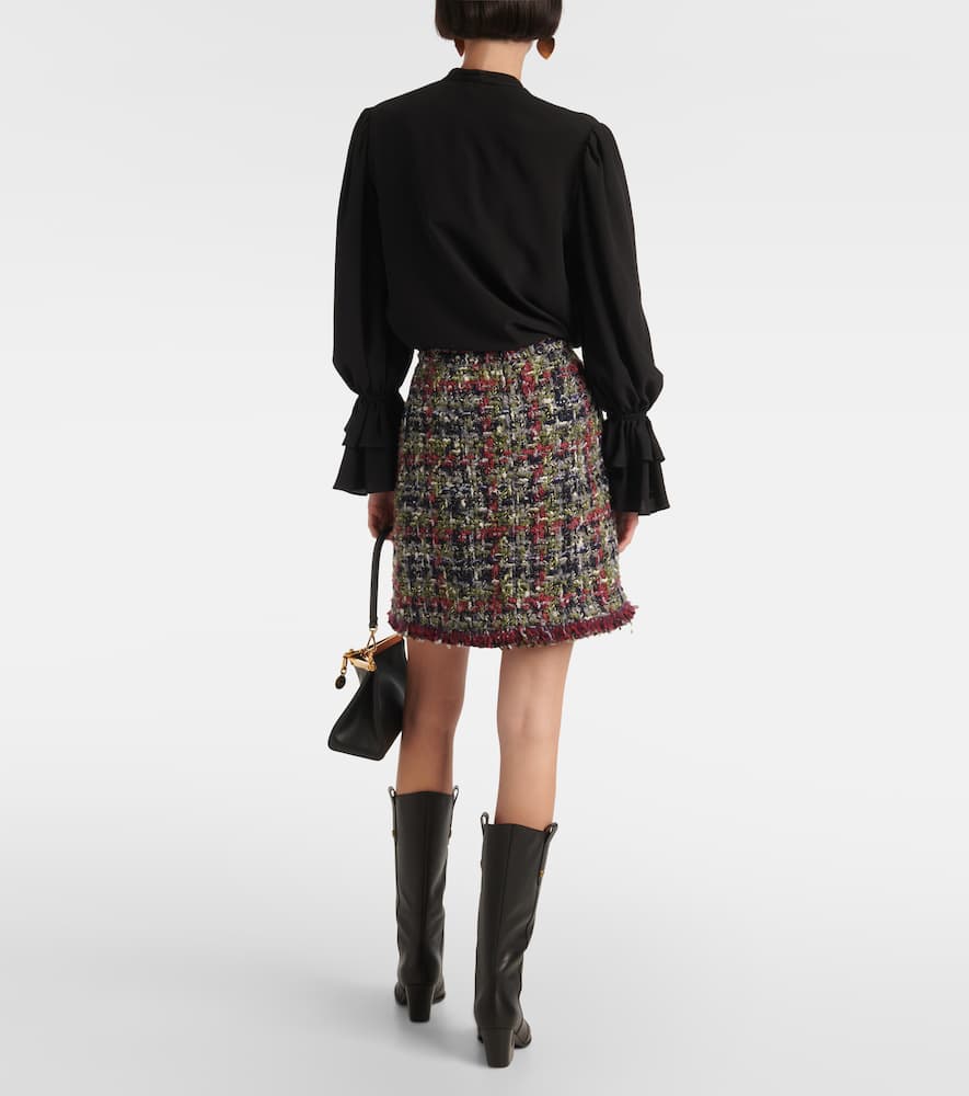 Wool-blend tweed miniskirt