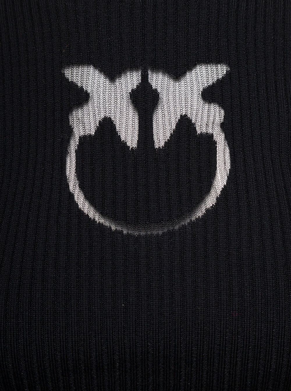 Intarsia-knit logo ribbed-knit top - Black