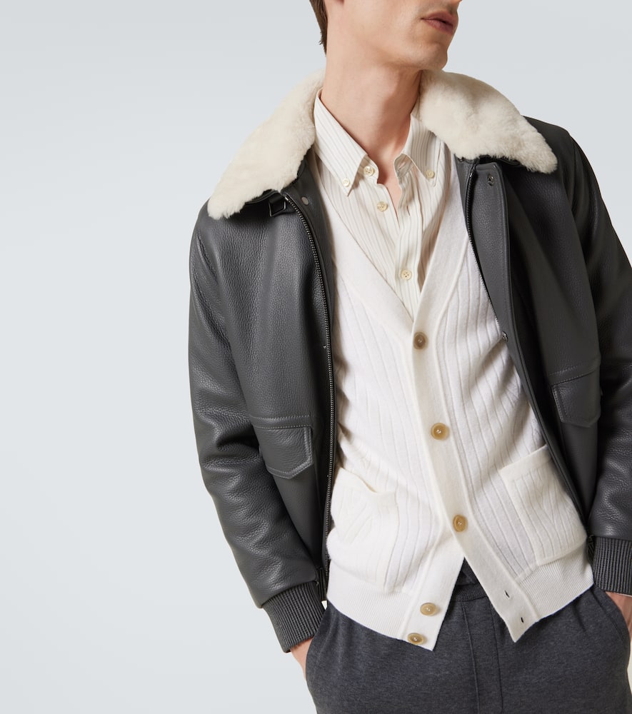 Ribbed-knit wool and cashmere cardigan