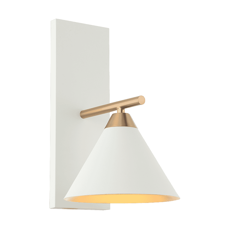 Matteo Bliss 1-Light Wall Sconce In Aged Gold Brass With White