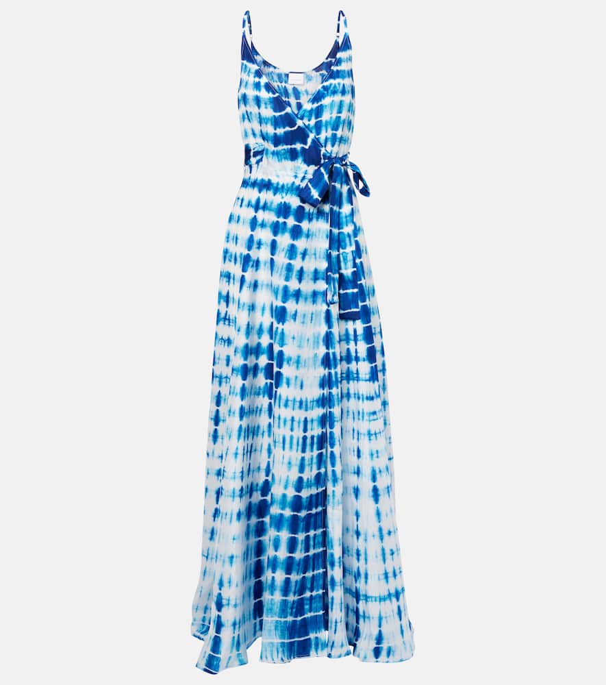 Tie-dye silk wrap dress