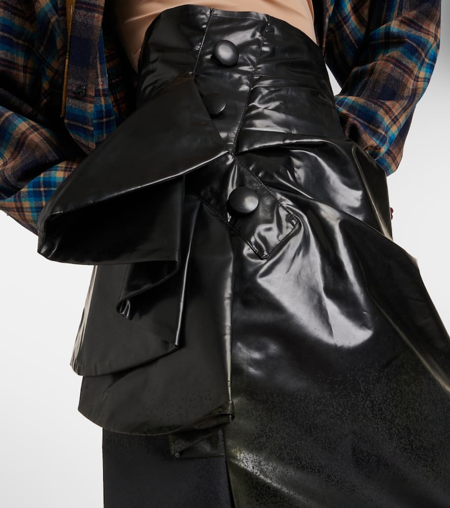 High-rise draped midi skirt