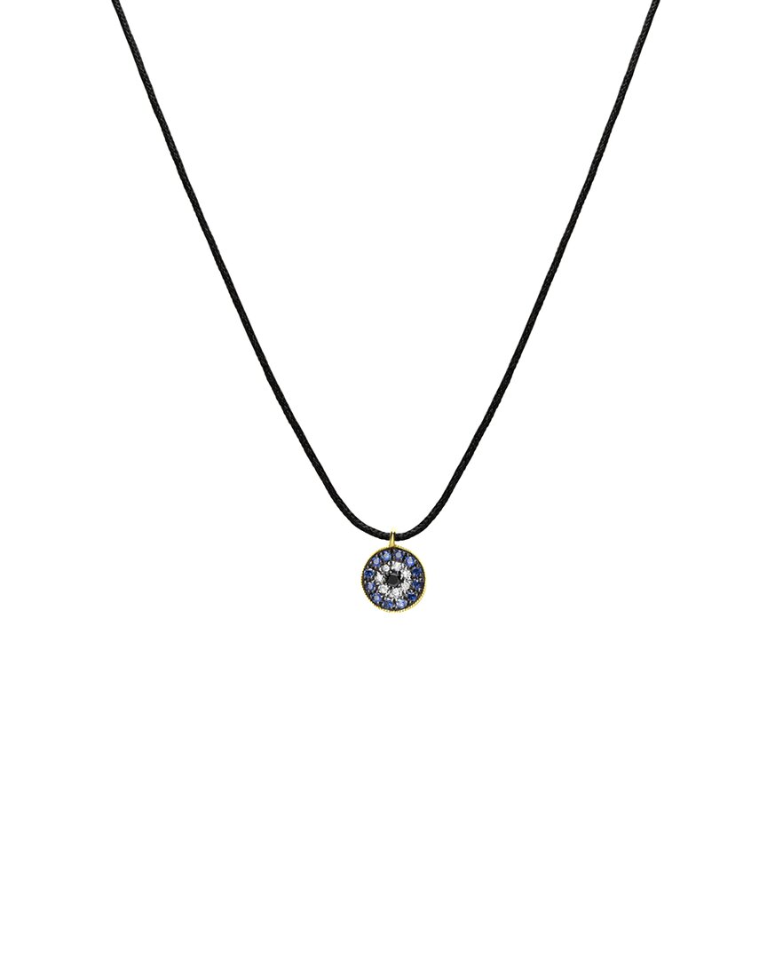14K 0.13 Ct. Tw. Diamond & Blue Sapphire Evil Eye Necklace